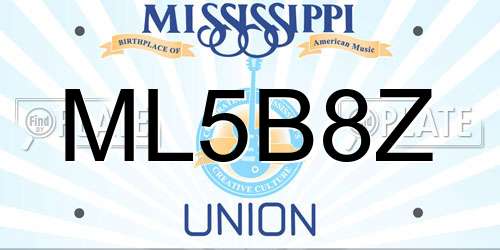 ML5B8Z Mississippi License Plate