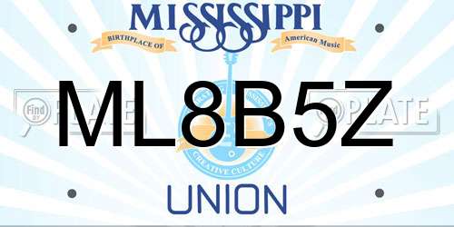 ML8B5Z Mississippi License Plate