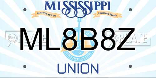 ML8B8Z Mississippi License Plate