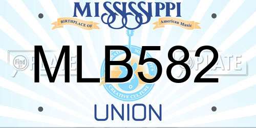 MLB582 Mississippi License Plate