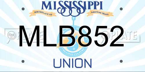 MLB852 Mississippi License Plate
