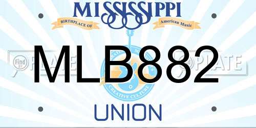 MLB882 Mississippi License Plate