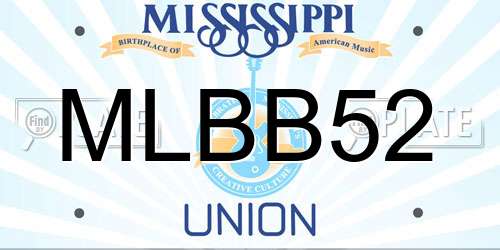 MLBB52 Mississippi License Plate