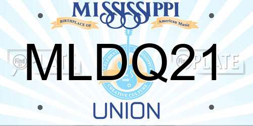 MLDQ21 Mississippi License Plate
