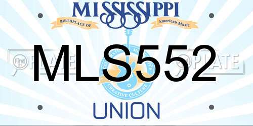 MLS552 Mississippi License Plate