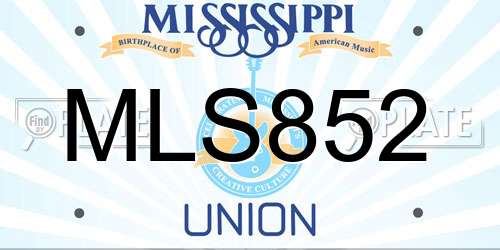 MLS852 Mississippi License Plate