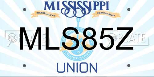 MLS85Z Mississippi License Plate