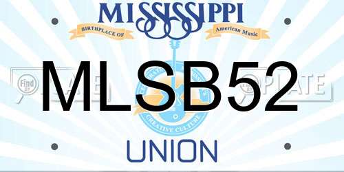 MLSB52 Mississippi License Plate