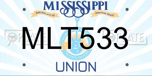 MLT533 Mississippi License Plate