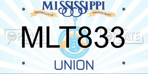 MLT833 Mississippi License Plate