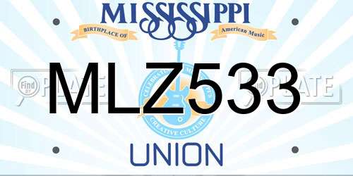 MLZ533 Mississippi License Plate