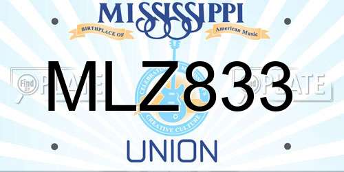 MLZ833 Mississippi License Plate