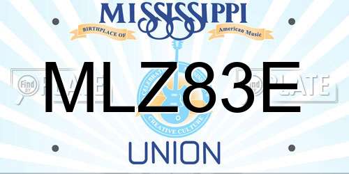 MLZ83E Mississippi License Plate