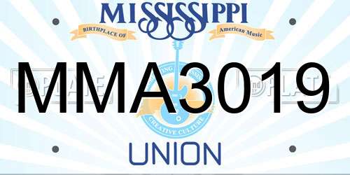 MMA3019 Mississippi License Plate