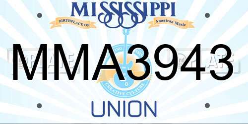 MMA3943 Mississippi License Plate