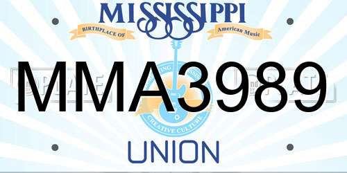 MMA3989 Mississippi License Plate