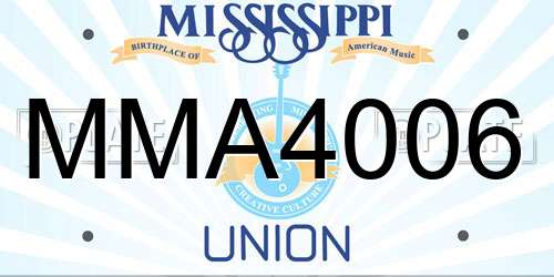 MMA4006 Mississippi License Plate