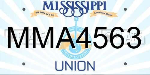 MMA4563 Mississippi License Plate