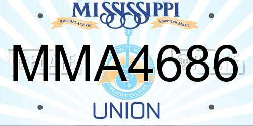 MMA4686 Mississippi License Plate