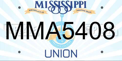 MMA5408 Mississippi License Plate