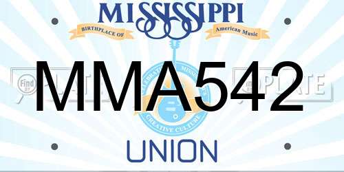 MMA542 Mississippi License Plate