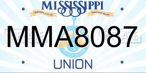 MMA8087 Mississippi License Plate