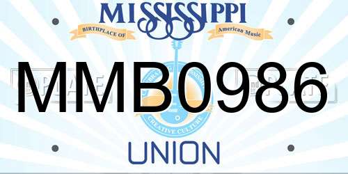 MMB0986 Mississippi License Plate