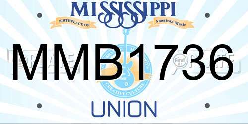 MMB1736 Mississippi License Plate
