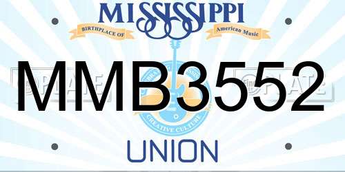 MMB3552 Mississippi License Plate