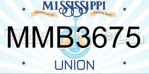 MMB3675 Mississippi License Plate