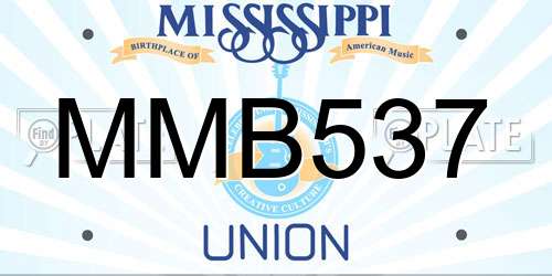 MMB537 Mississippi License Plate