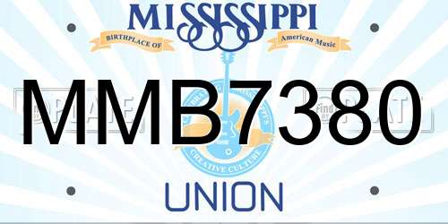 MMB7380 Mississippi License Plate