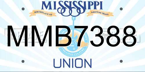 MMB7388 Mississippi License Plate