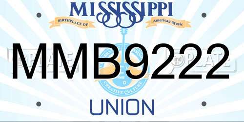 MMB9222 Mississippi License Plate