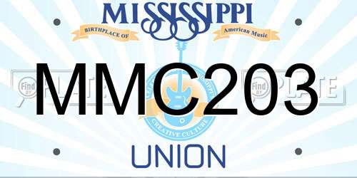 MMC203 Mississippi License Plate