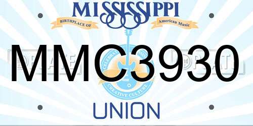 MMC3930 Mississippi License Plate