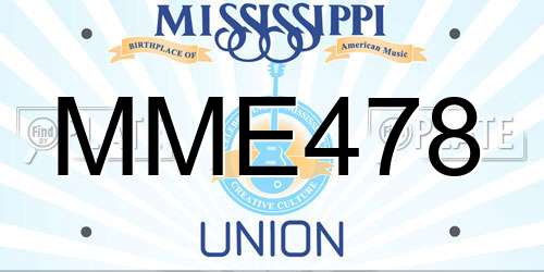 MME478 Mississippi License Plate