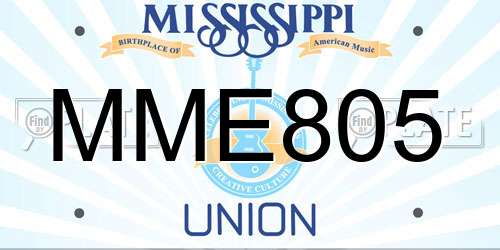 MME805 Mississippi License Plate