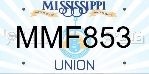 MMF853 Mississippi License Plate