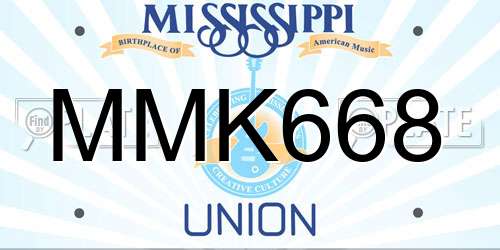 MMK668 Mississippi License Plate
