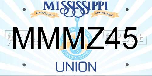 MMMZ45 Mississippi License Plate