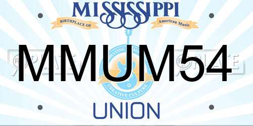MMUM54 Mississippi License Plate