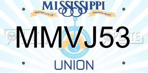 MMVJ53 Mississippi License Plate