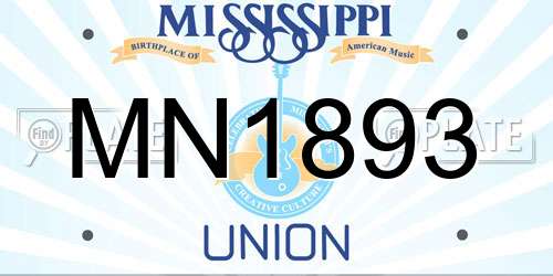 MN1893 Mississippi License Plate