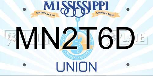 MN2T6D Mississippi License Plate