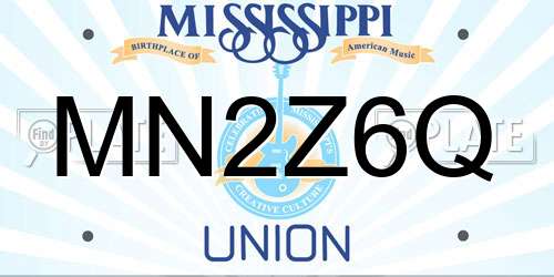 MN2Z6Q Mississippi License Plate