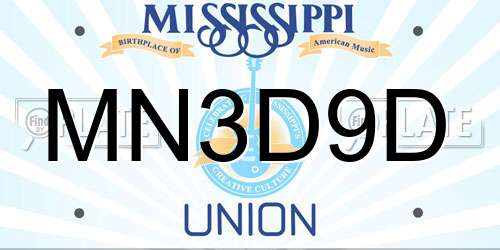 MN3D9D Mississippi License Plate