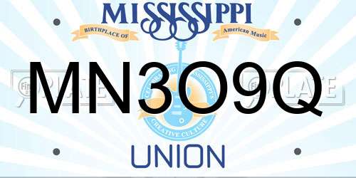 MN3O9Q Mississippi License Plate