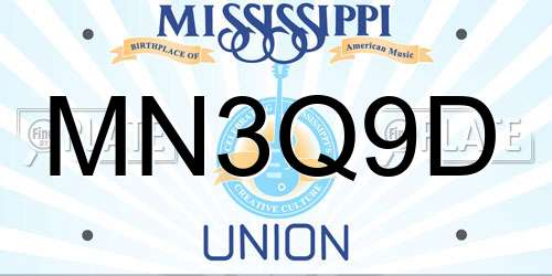 MN3Q9D Mississippi License Plate