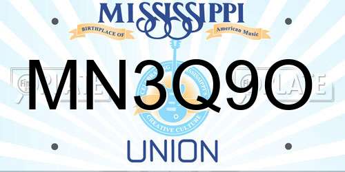 MN3Q9O Mississippi License Plate